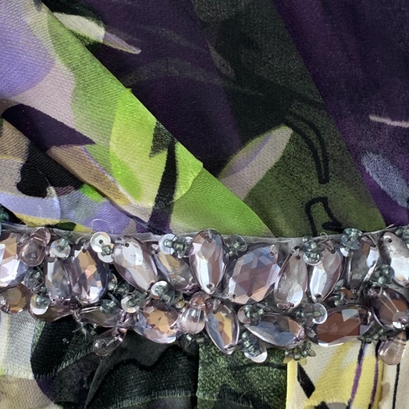 NWT 100% Silk dress with Crystal Rhinestone Appliqués - Picture 2 of 9